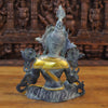 Brass Tara Idol, Seated Under a Tree, Black patina and Golden Finish 15.5" back view