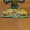 Brass Tara Statue in Dhyanasana, Green Patina with Golden Finish 10.5"