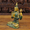 Brass Tara Statue, Seated, Green patina and Golden Finish 10.5" side view