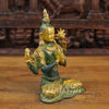 Brass Tara Statue, Seated, Green patina and Golden Finish 10.5" side view