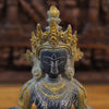 Brass Tara Idol, Seated, Black patina and Golden Finish 13"