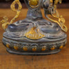 Brass Tara Idol, Seated on a Lotus, Holding a Sword, Black patina & Golden 12.5"