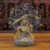 Brass Tara Idol, Seated on a Lotus, Holding a Sword, Black patina & Golden 12.5"