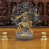 Brass Tara Idol, Seated on a Lotus, Holding a Sword, Black patina & Golden 12.5"