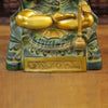 Brass Hanuman Statue, Seated in Blessing Posture, Green Patina & Golden Finish 17.5"