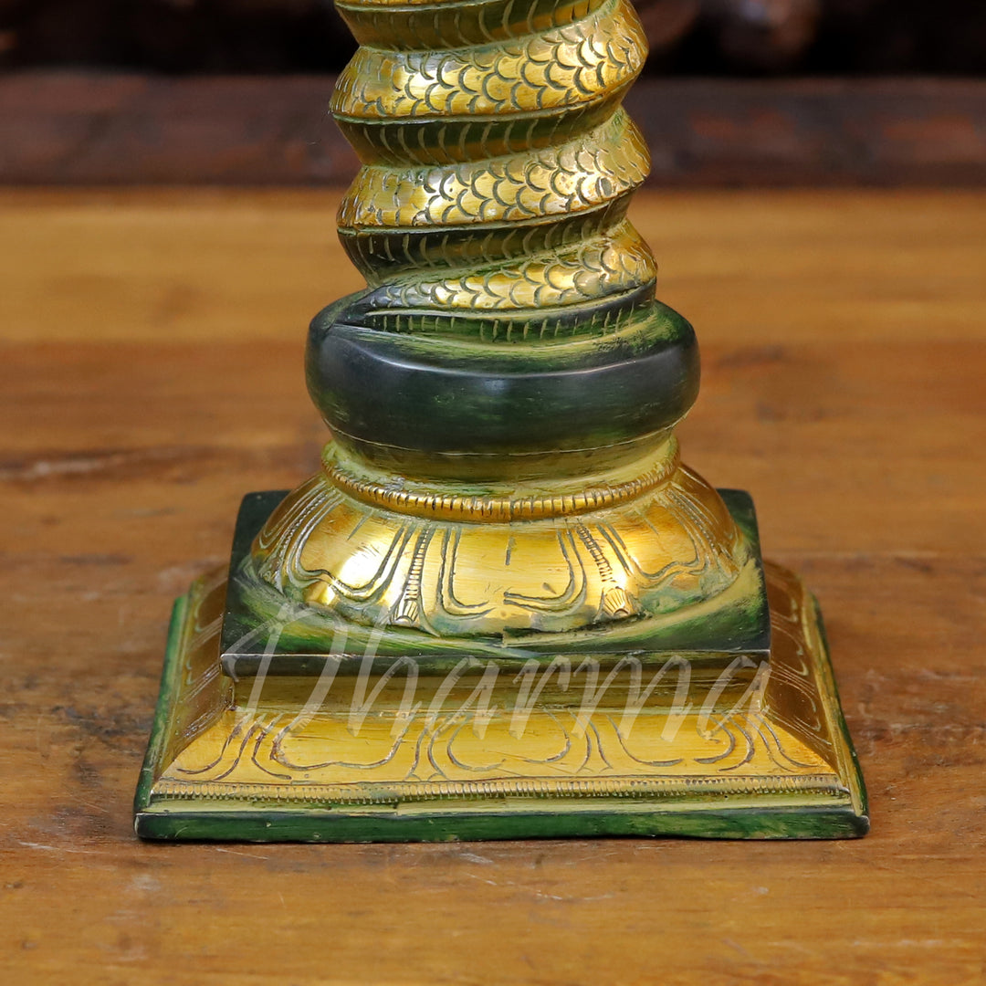 Brass Patanjali Idol, Green Patina and Golden Finish 17.5"