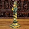 Brass Patanjali Idol, Green Patina and Golden Finish 17.5" side view