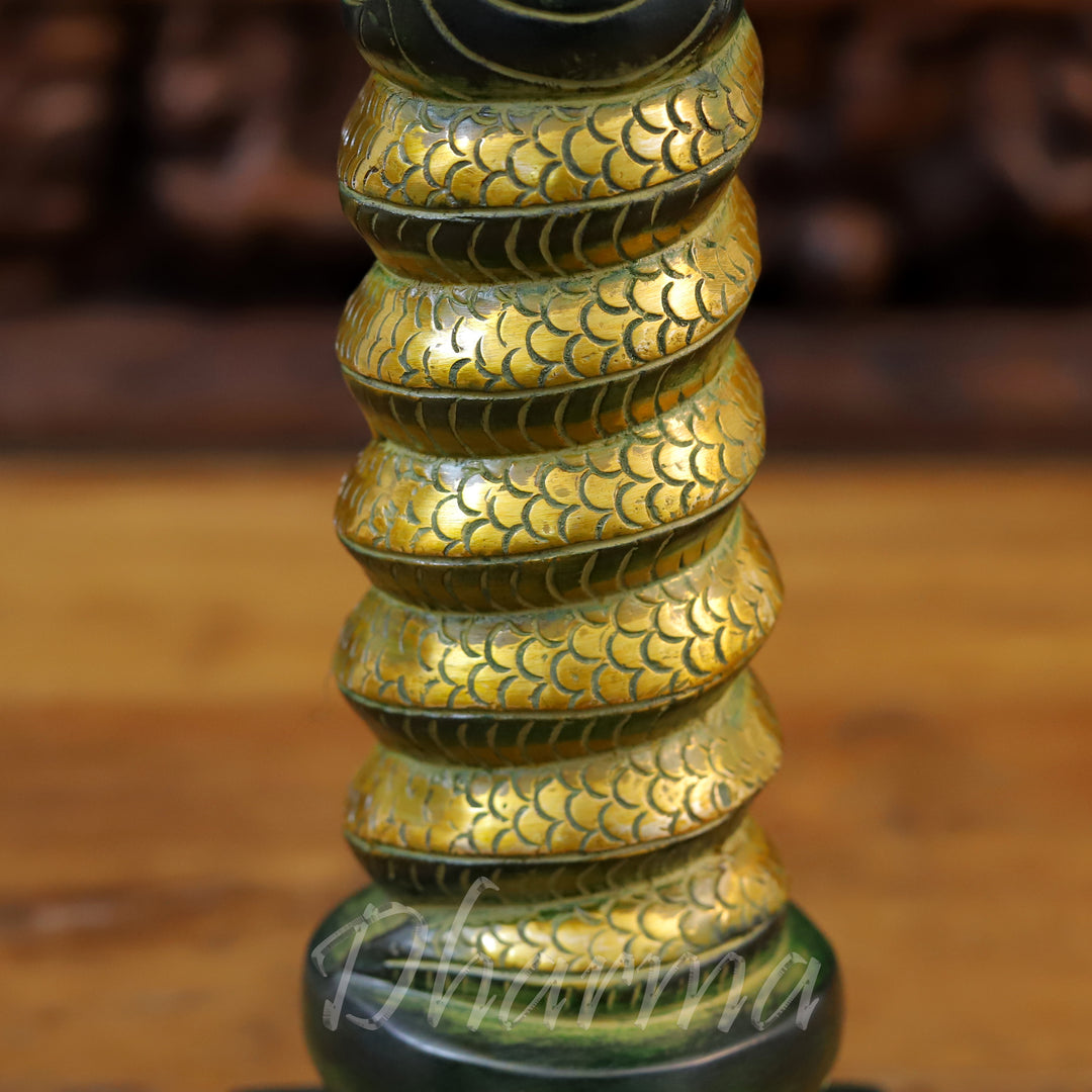 Brass Patanjali Idol, Green Patina and Golden Finish 17.5"