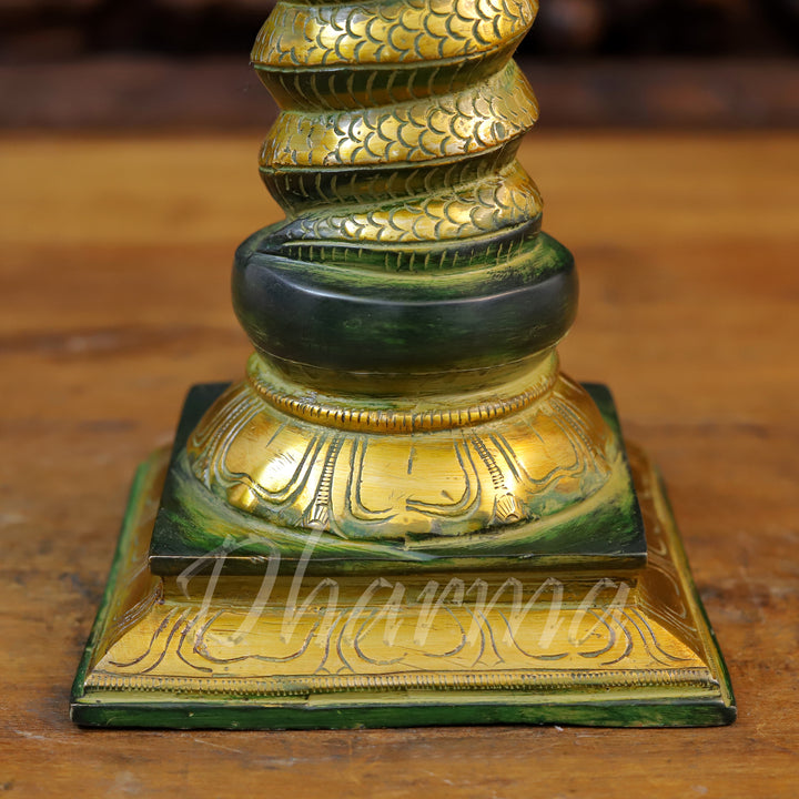 Brass Patanjali Idol, Green Patina and Golden Finish 17.5"