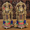 Brass Tirupati Balaji and Goddess Lakshmi, Golden and Stone Work 16"