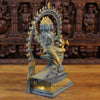 Brass Kartikeya Idol, Seated on a Peacock, Black patina & Golden Finish 17.5" side view