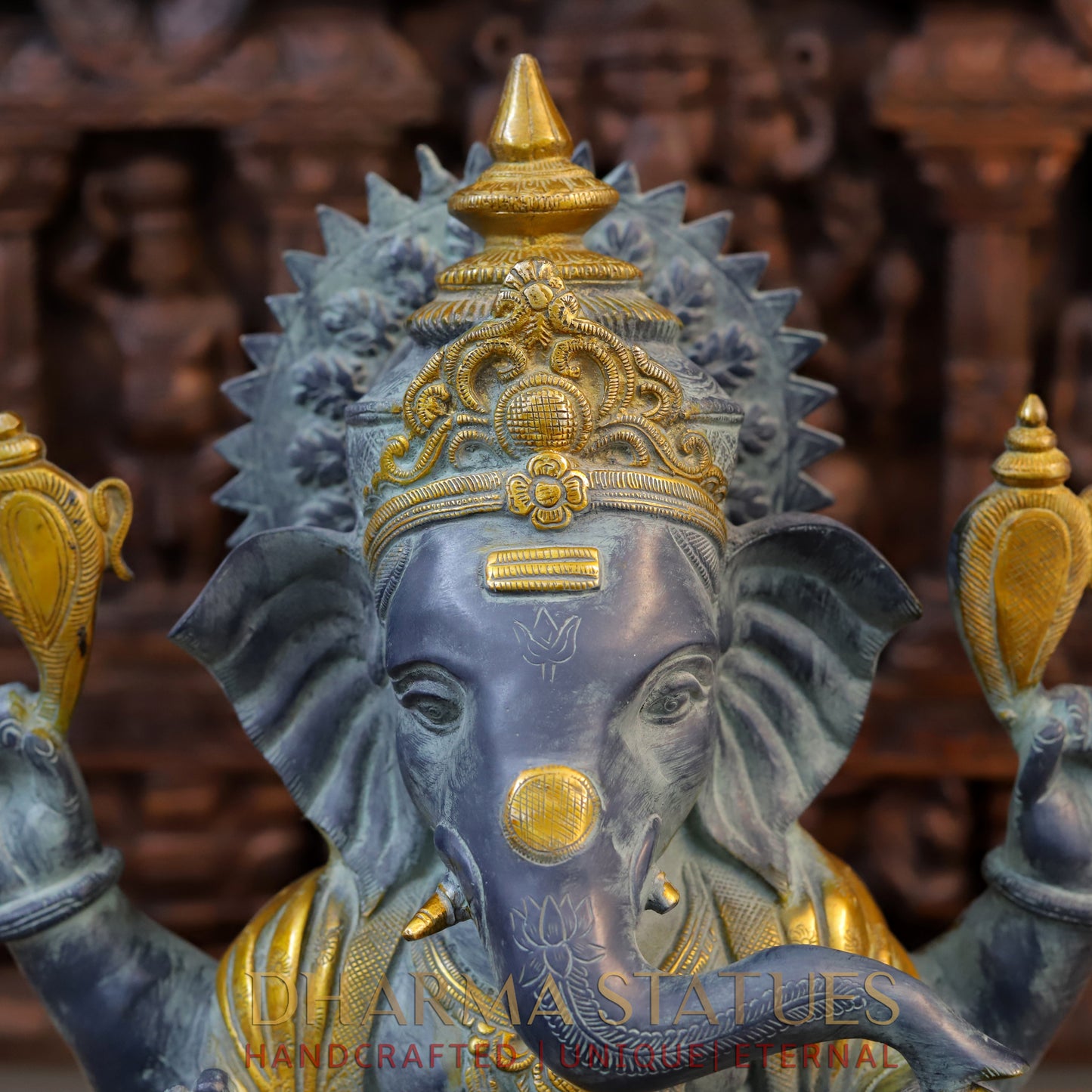 Brass Ganesh , Black patina & Golden finish 19"