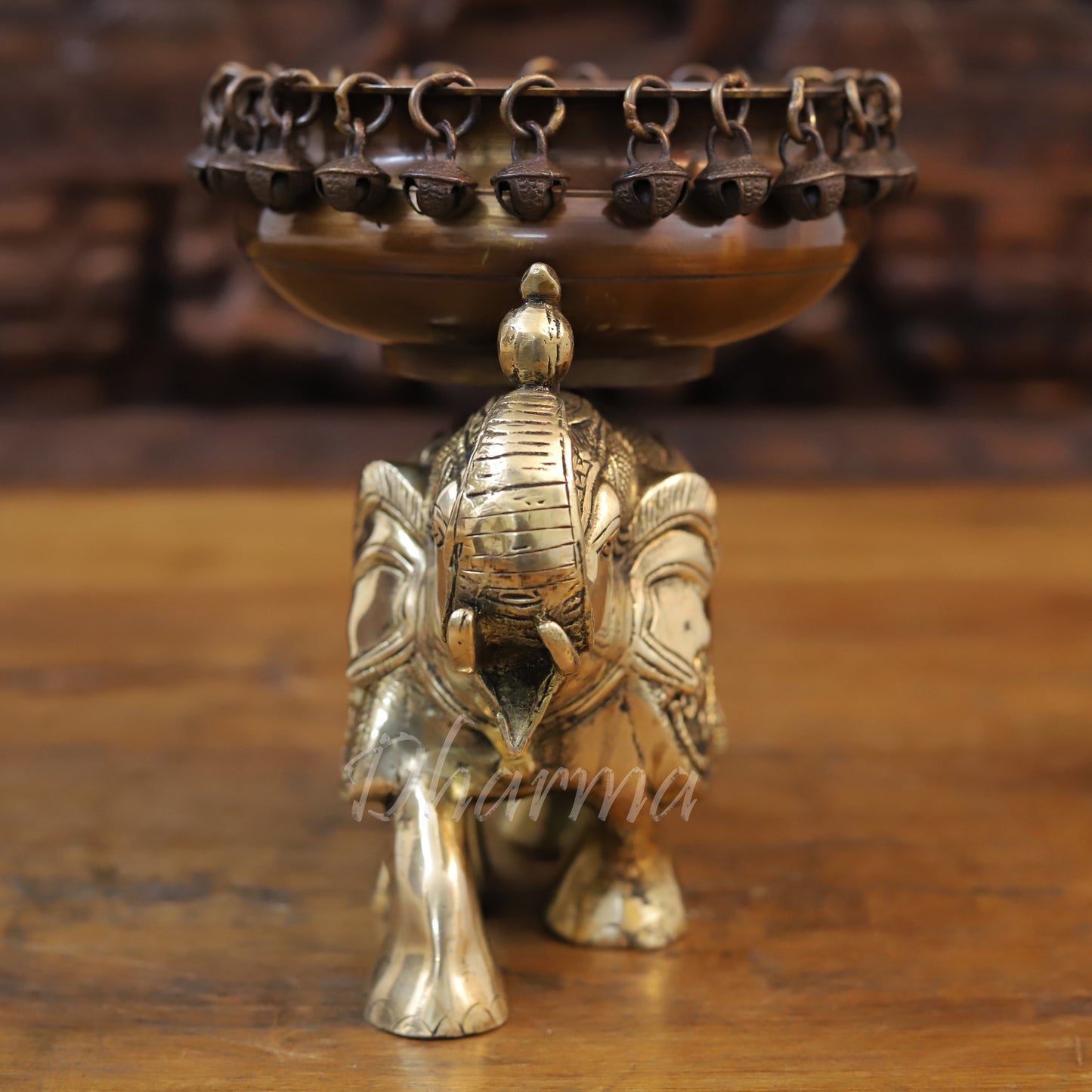 Brass Elephant Urli , A Serene Decorative Accent, 8"