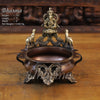 Brass Ganesh Urli, Home Decor, Copper Finish 7.5" Front View