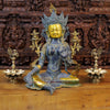 Brass Tara Idol, Seated, Black patina & Golden Finish 28"