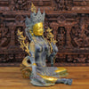 Brass Tara Idol, Seated, Black patina & Golden Finish 28" side view