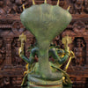 Brass Vishnu Idol, Seated on Sheshnag, Green patina & Golden Finish 29" back view