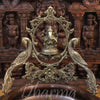 Brass Ganesh Urli With Peacock, Gold and Copper Finish 19.5"