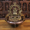 Brass Ganesh Urli With Peacock, Gold and Copper Finish 19.5"