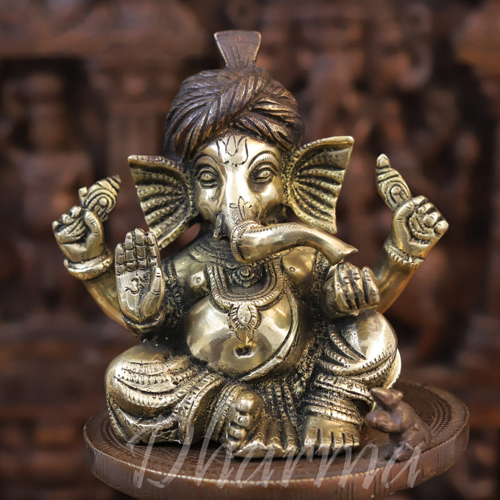 Brass Ganesh Urli, A Regal Addition to Your Decor, Golden and Copper 20"