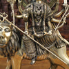 Brass Durga Idol, Sitting on a Lion, Embodiment of Power & Grace, Antique Gold Finish 22"