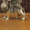 Brass Durga Idol, Sitting on a Lion, Embodiment of Power & Grace, Antique Gold Finish 22"