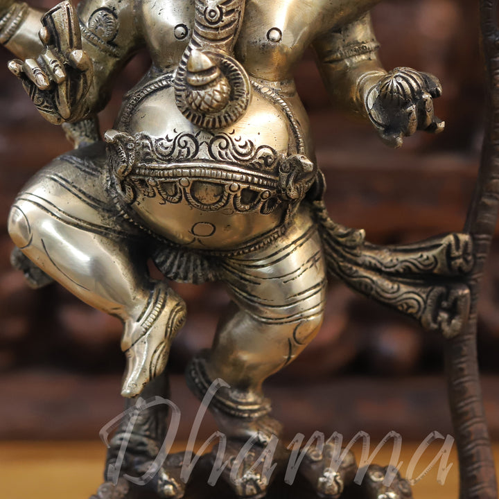 Brass Ganesh On Snake (Kalinga Ganesha) Fine Copper and Golden Finish, 19"