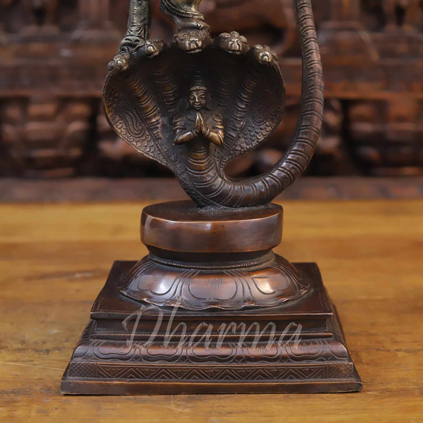 Brass Ganesh On Snake (Kalinga Ganesha) Fine Copper and Golden Finish, 19"