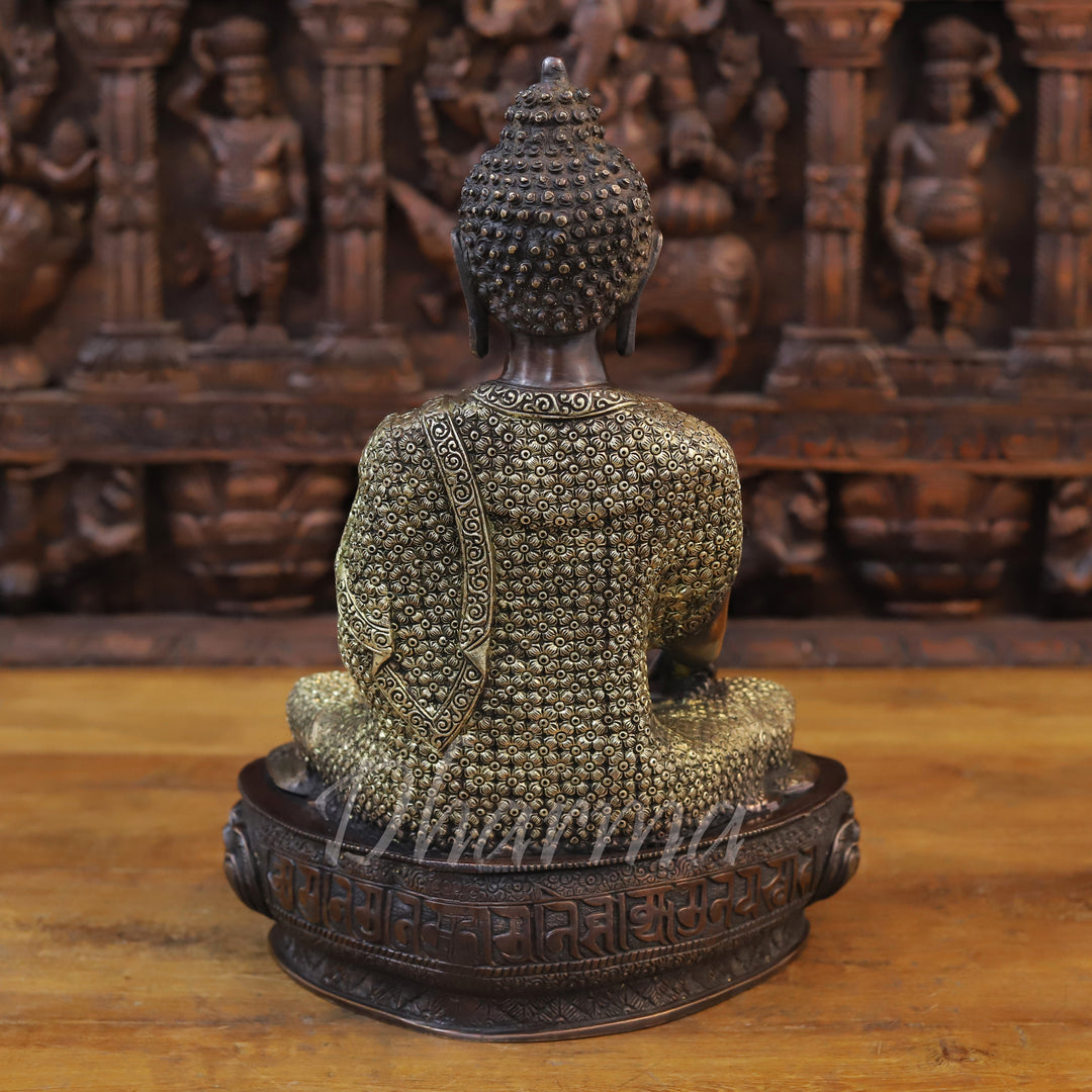 Brass Lord Buddha, Bronze Finish 16.5"