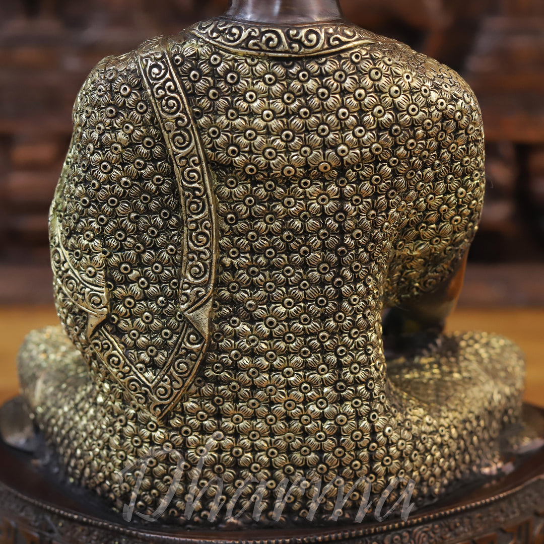 Brass Lord Buddha, Bronze Finish 16.5"