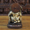 Brass Hanuman Idol, Seated in a Blessing Pose, Copper & Golden Finish 10.5"