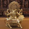 Brass Durga Idol | Sitting on a Mighty Lion, Golden Fine Finish 15"