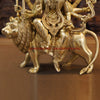 Brass Durga Idol | Sitting on a Mighty Lion, Golden Fine Finish 15"