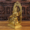 Brass Saraswati Statue Adorned in Yaksh Grandeur,  Harmony of Knowledge, Fine Golden Finish 24"