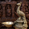 Brass Peacock Diya, Fine Golden Finish 20"