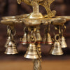 Brass Peacock Diya, with Bells, Fine Golden Finish 16.5"