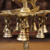 Brass Peacock Diya, with Bells, Fine Golden Finish 16.5"