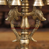 Brass Peacock Diya, with Bells, Fine Golden Finish 16.5"