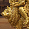 Brass Durga Idol Mounted on a Lion, Traditional Indian Art, Golden Finish, 21.5"