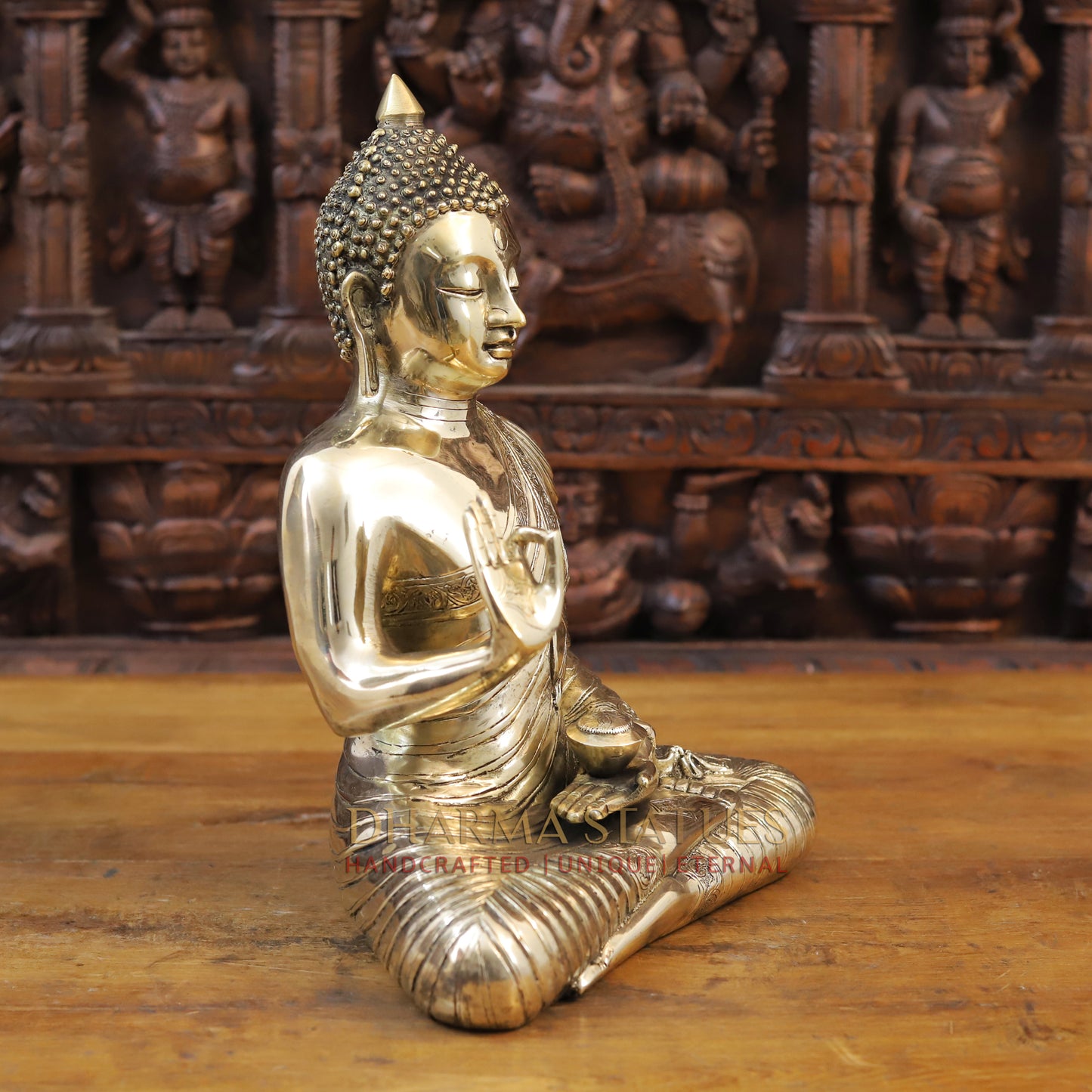 Brass Buddha Statue, Medicine Buddha, Fine Golden Finish 14"