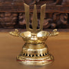 Brass Lotus Shankhya Chakra Vishnu Lamps, Set of Three, Fine Golden Finish 9.5"