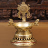 Brass Lotus Shankhya Chakra Vishnu Lamps, Set of Three, Fine Golden Finish 9.5"