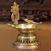 Brass Lotus Shankhya Chakra Vishnu Lamps, Set of Three, Fine Golden Finish 9.5"