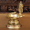 Brass Lotus Shankhya Chakra Vishnu Lamps, Set of Three, Fine Golden Finish 9.5"