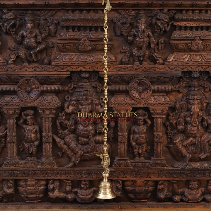 Brass Krishna Bell, Invoke Blessings with Every Ring, Fine Golden Finish, 13.6"