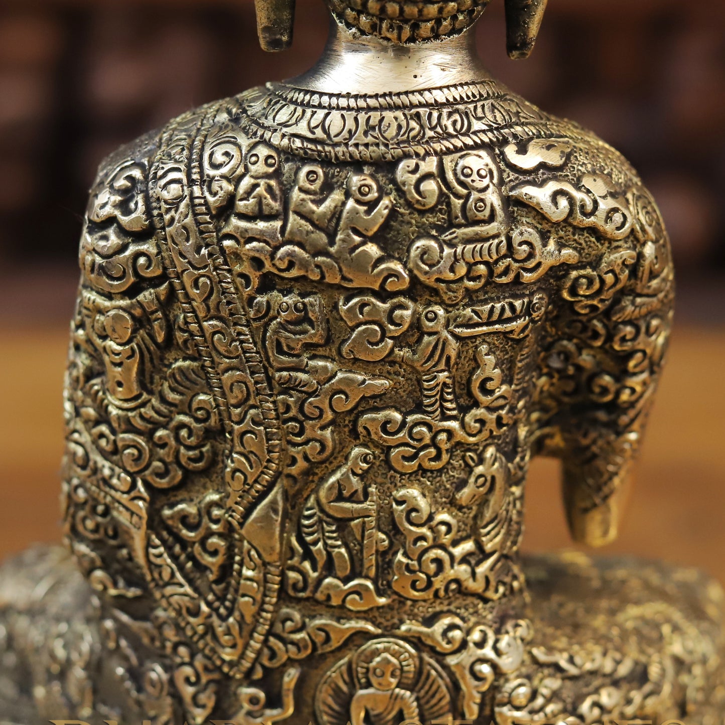 Brass Kundal Buddha Idol, Fine Golden Finish 9.5"