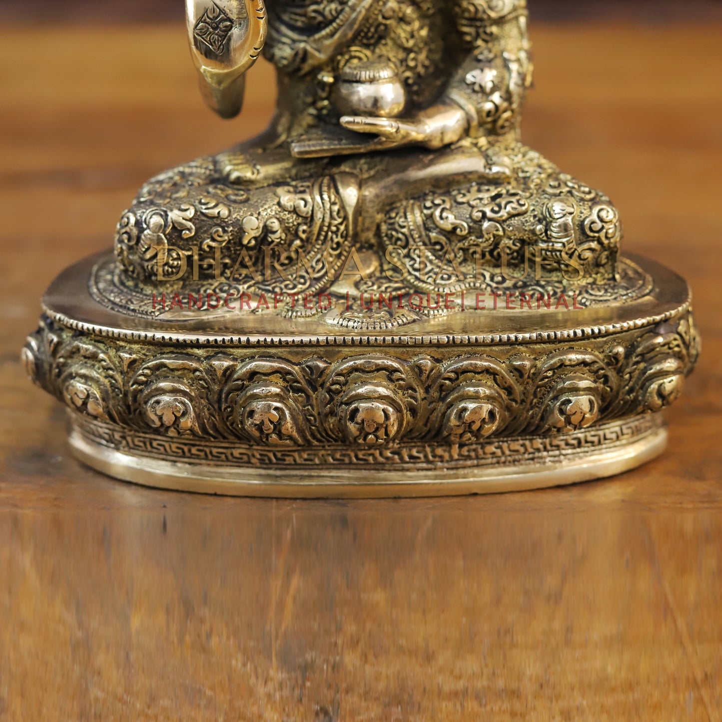 Brass Kundal Buddha Idol, Fine Golden Finish 9.5"