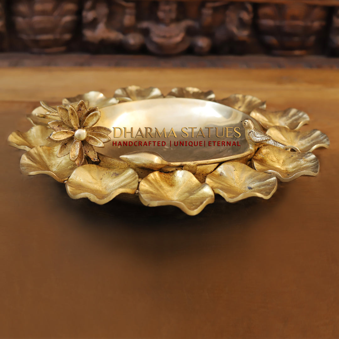 Brass Urli, Flower Urli, Fine Golden Finish 4"