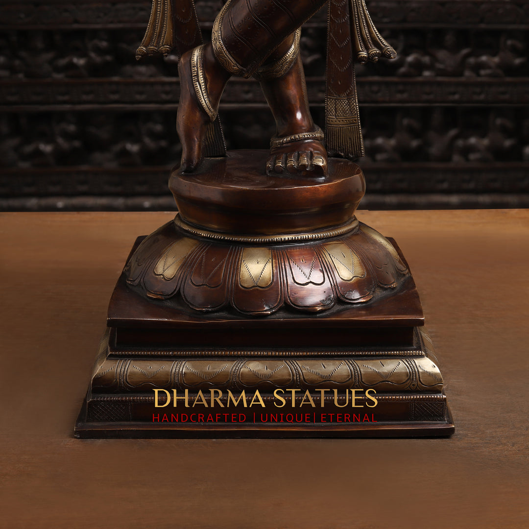 Brass Krishna, Standing, Rich Copper Finish, 36"