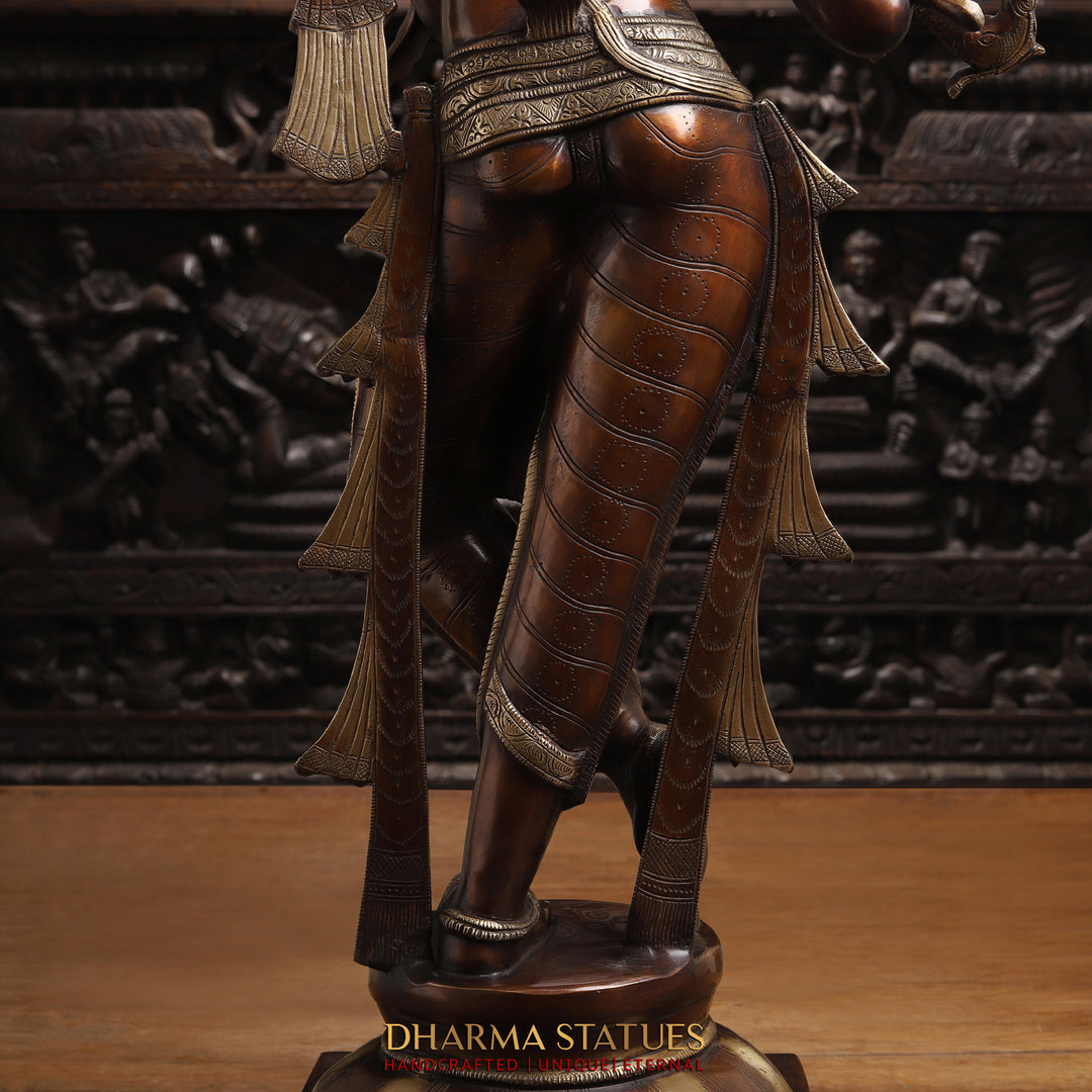 Brass Krishna, Standing, Rich Copper Finish, 36"